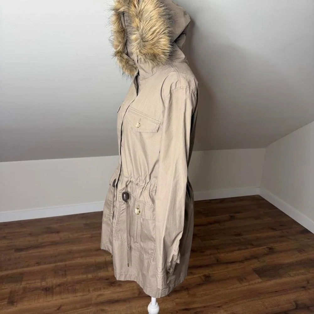 Liz Claiborne Petite Faux Fur Hood Utility Parka Bloke core